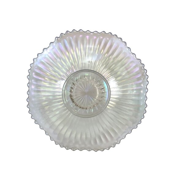 Vintage Iridescent Glass Serving Platter With Scalloped Edge - Picture 6 of 6